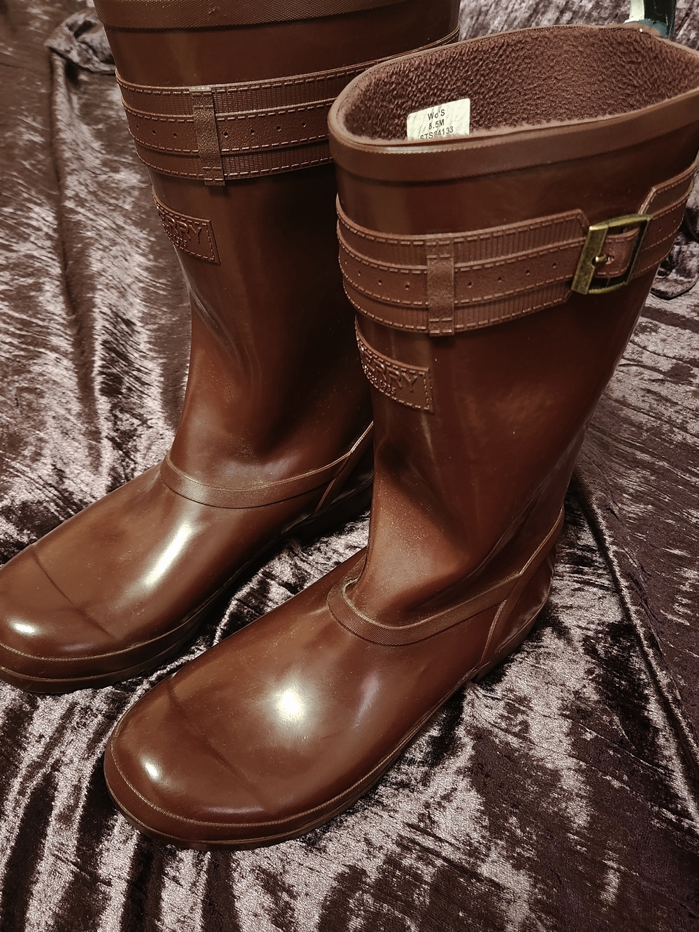 Sperry Burgundy Lug-Sole Rain Boots